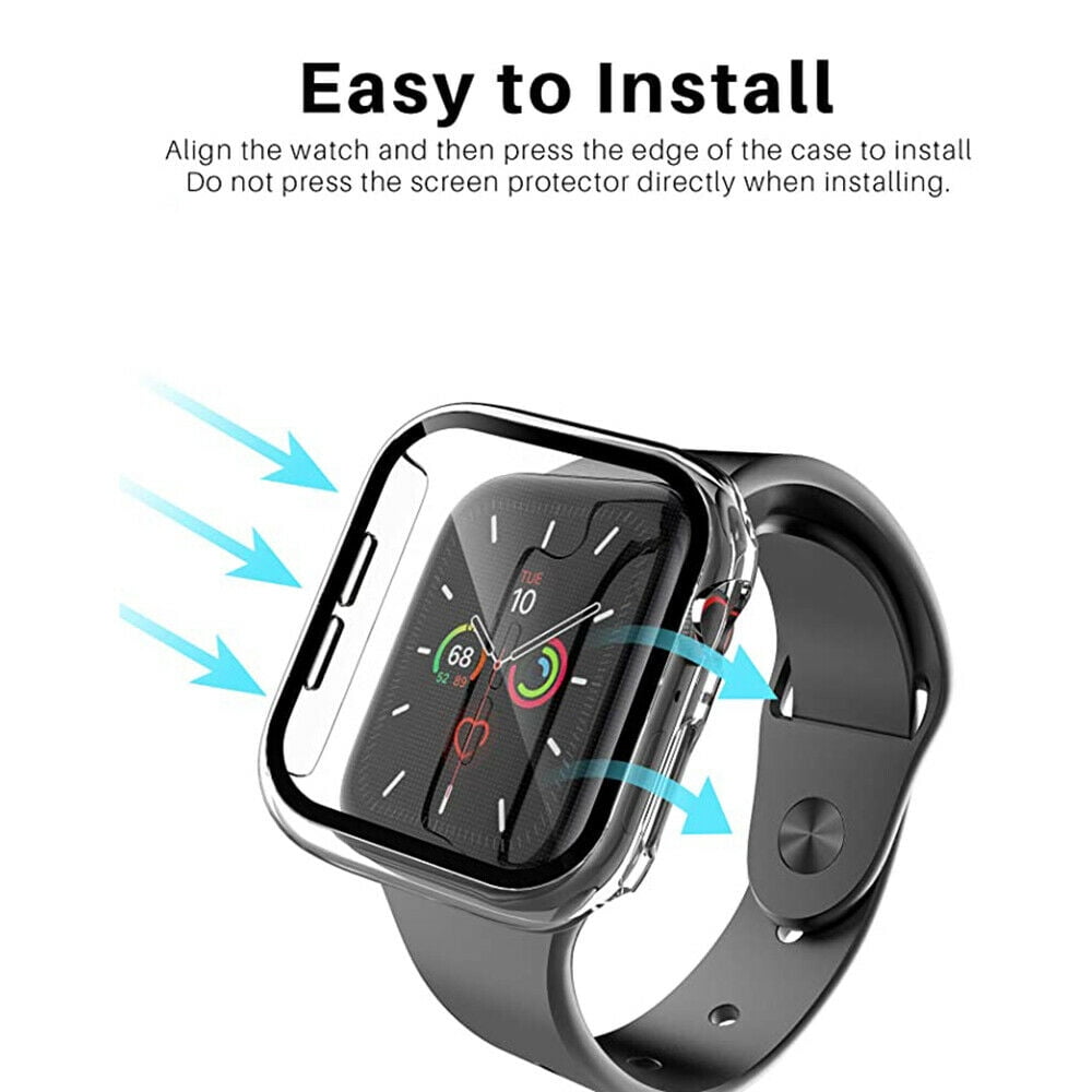 Tempered Glass Screen Protector For Apple Watch Series 6 (44mm) / SE (2020) (44mm) / Series 5 (44mm) / Series 4 (44mm) TPU Shockproof Protective Guard Shield Cover Armor