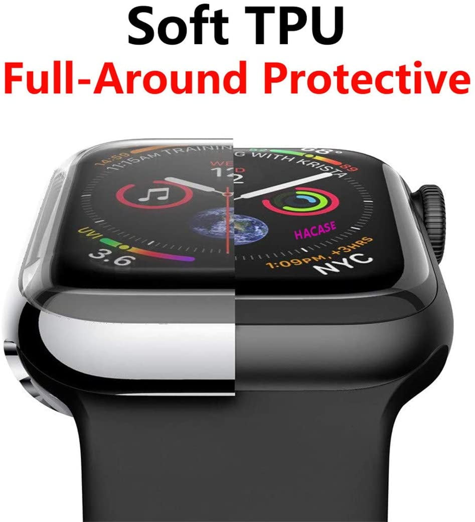 2 Pack Screen Protector 45mm Case for Apple Watch Series 9 8 7 45mm Screen Protector Case, Soft TPU Full Coverage Front Protective Shockproof iWatch Bumper Cover (Silver+Silver, 45mm)