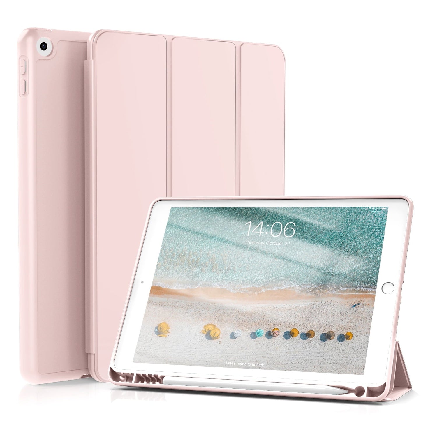 iPad 10.2 Case for iPad 9th Generation 2021 /iPad 8th Generation 2020 / iPad 7th Gen 2019 with Pencil Holder, Auto Sleep/Wake for Slim Soft Back Smart Cover, iPad 10.2 inch Case, Black