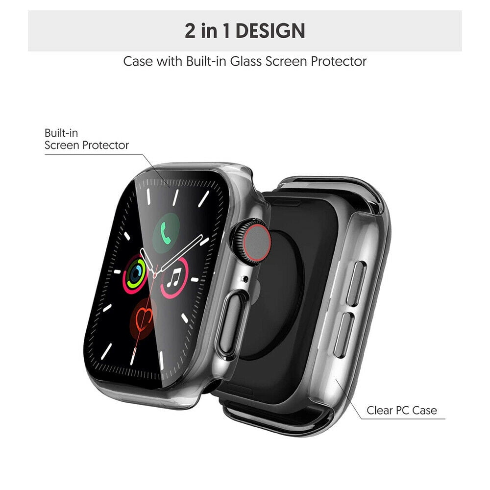 Tempered Glass Screen Protector For Apple Watch Series 6 (44mm) / SE (2020) (44mm) / Series 5 (44mm) / Series 4 (44mm) TPU Shockproof Protective Guard Shield Cover Armor