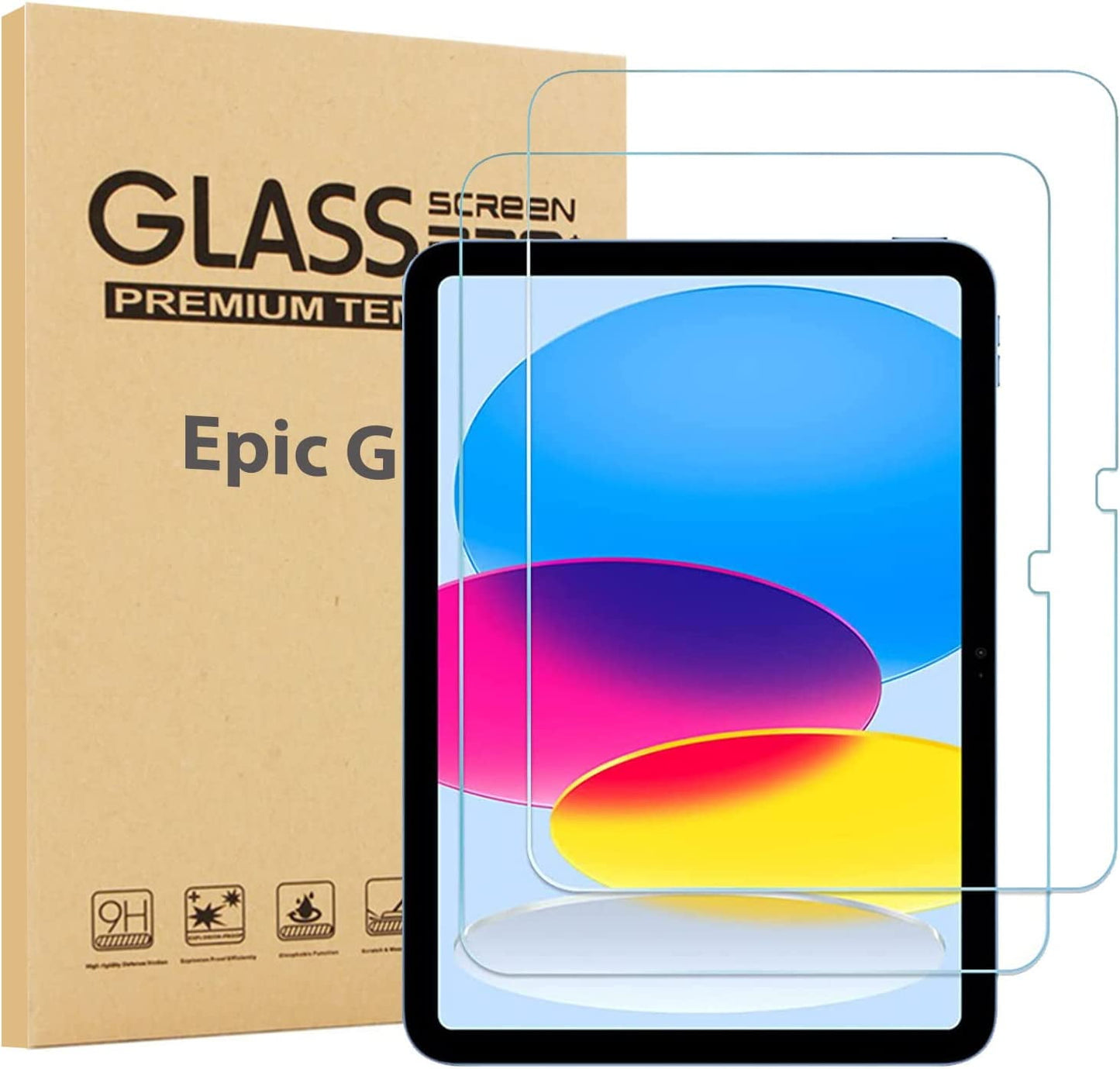 2-Pack Glass Screen Protector for iPad 10th Generation 10.9 Inch (2022 Released) - Tempered Glass Film / High Definition / 9H Hardness