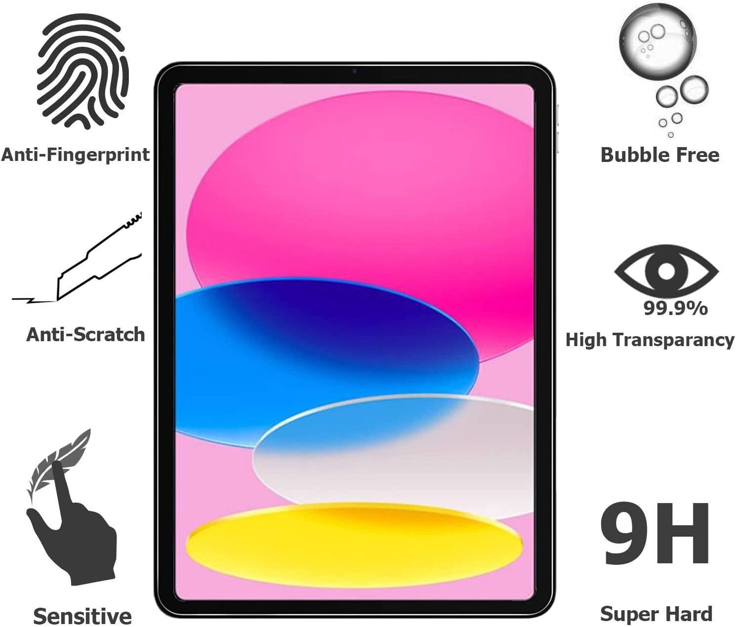 2-Pack Glass Screen Protector for iPad 10th Generation 10.9 Inch (2022 Released) - Tempered Glass Film / High Definition / 9H Hardness